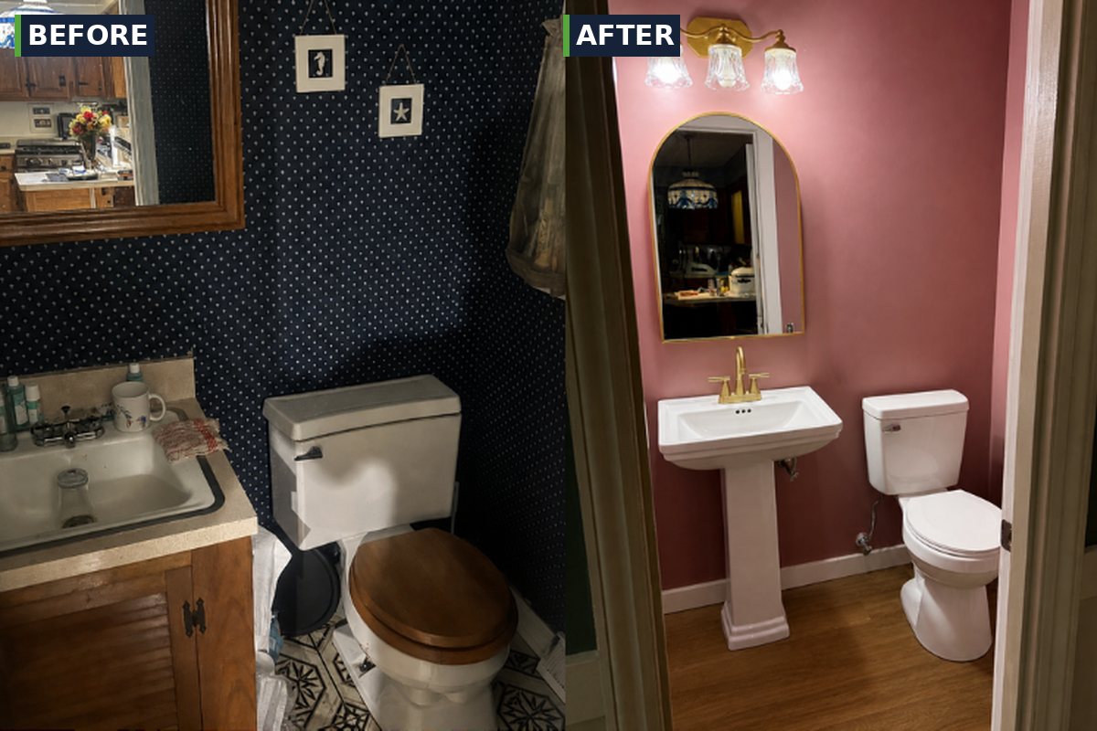 Bathroom refresh before and after