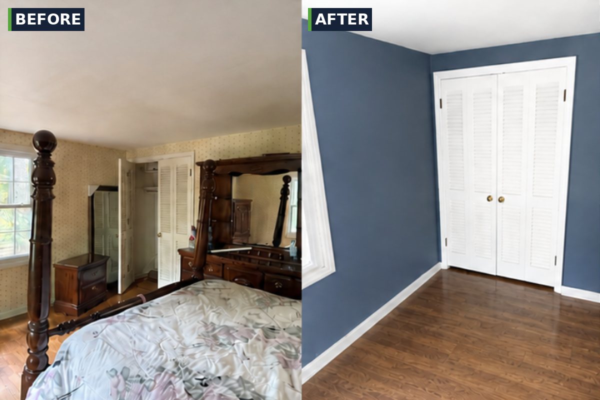 Bedroom repaint before and after