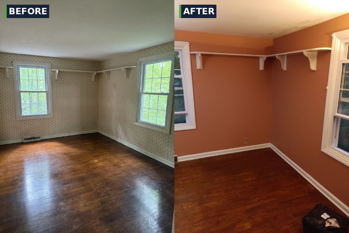 Bedroom warm terracotta repaint before and after