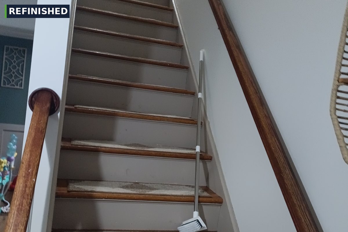 Refinished staircase treads risers and rail